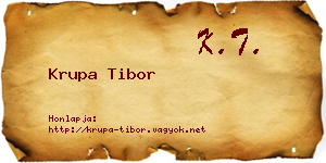 Krupa Tibor névjegykártya